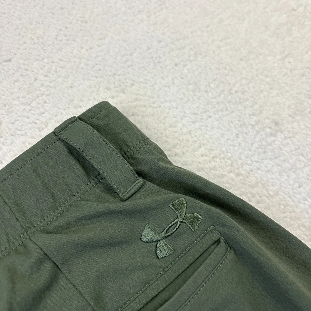 UNDER ARMOUR Mens Performance Golf Pants 34/32 Olive Green Loose Fit Lightweight